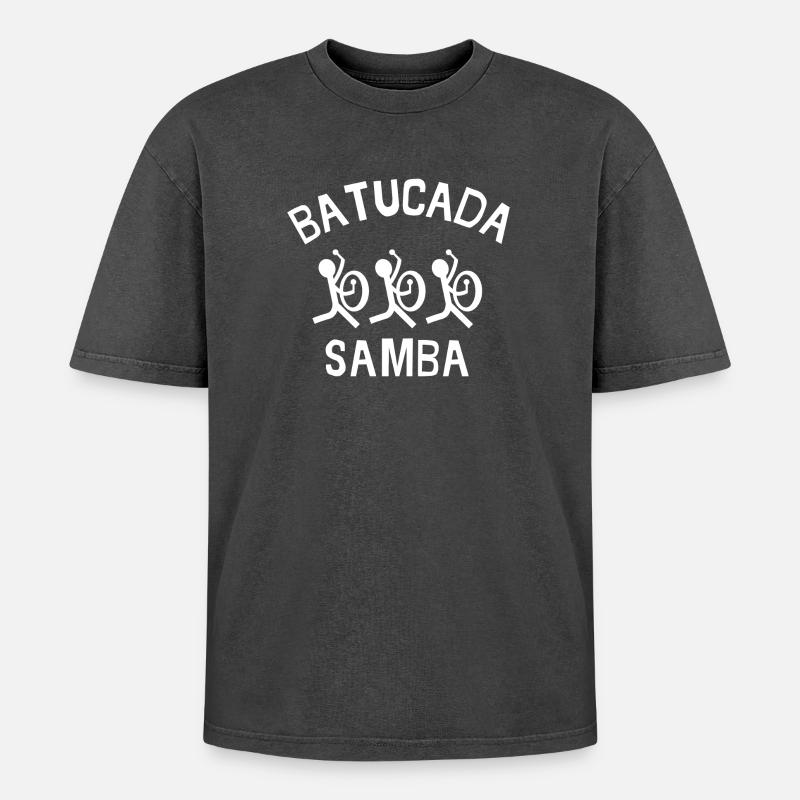 batucada, samba, rio, percussion - T-shirt Premium unisexe oversize acid-washed - noir délavé acide