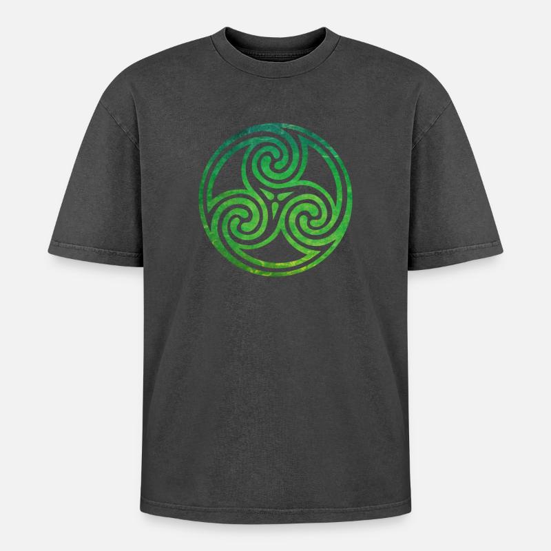 Celtic Knot - Oversized Unisex Premium Acid-Washed T-Shirt - acid washed black