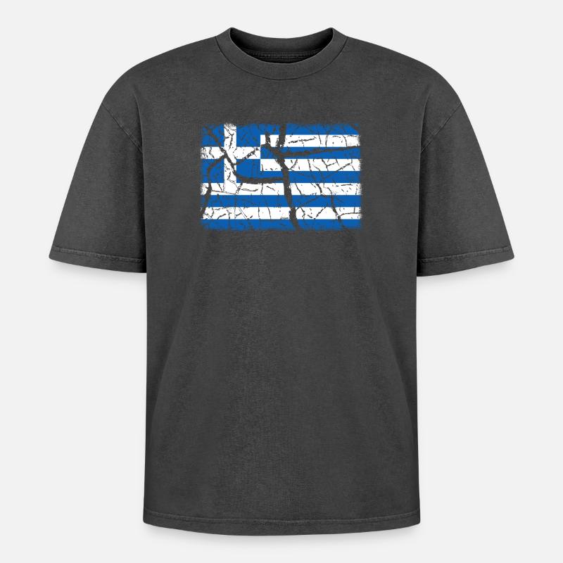 Grèce - T-shirt Premium unisexe oversize acid-washed - noir délavé acide