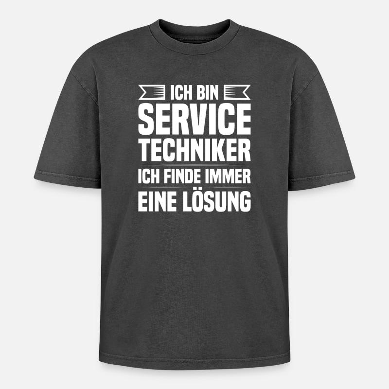Servicetechniker Support Lösung Spruch Service - Oversized Unisex Premium Acid-Washed T-Shirt - Schwarz Acid Wash