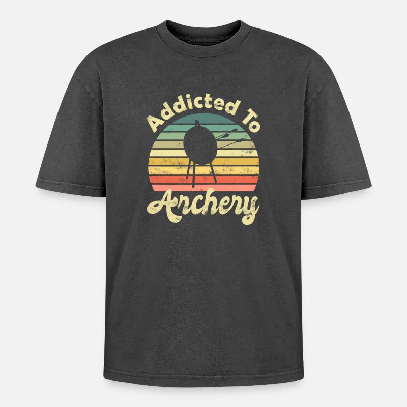 Archery Archery Archer Archer - Oversized Unisex Premium Acid-Washed T-Shirt - acid washed black