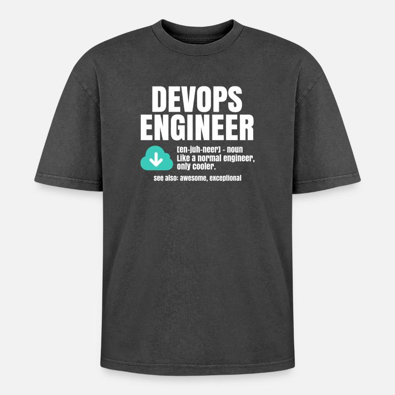 Ingénieur Devops - T-shirt Premium unisexe oversize acid-washed - noir délavé acide