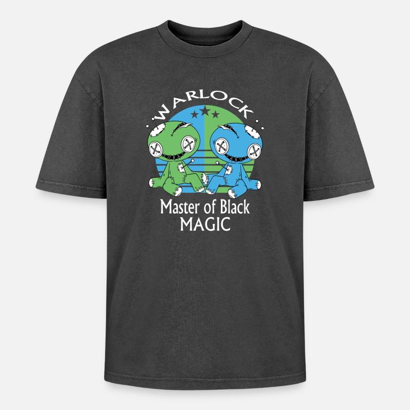 Warlock, Voodoo Doll - Oversized Unisex Premium Acid-Washed T-Shirt - acid washed black