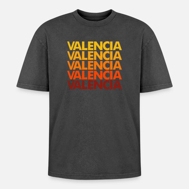 Valencia Gradient Font Stack - Oversized Unisex Premium Acid-Washed T-Shirt - acid washed black