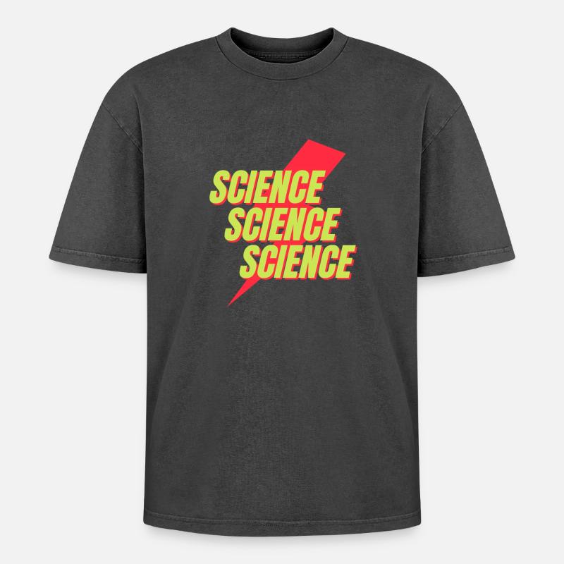 Neon Science Bolt Design - Oversized Unisex Premium Acid-Washed T-Shirt - acid washed black
