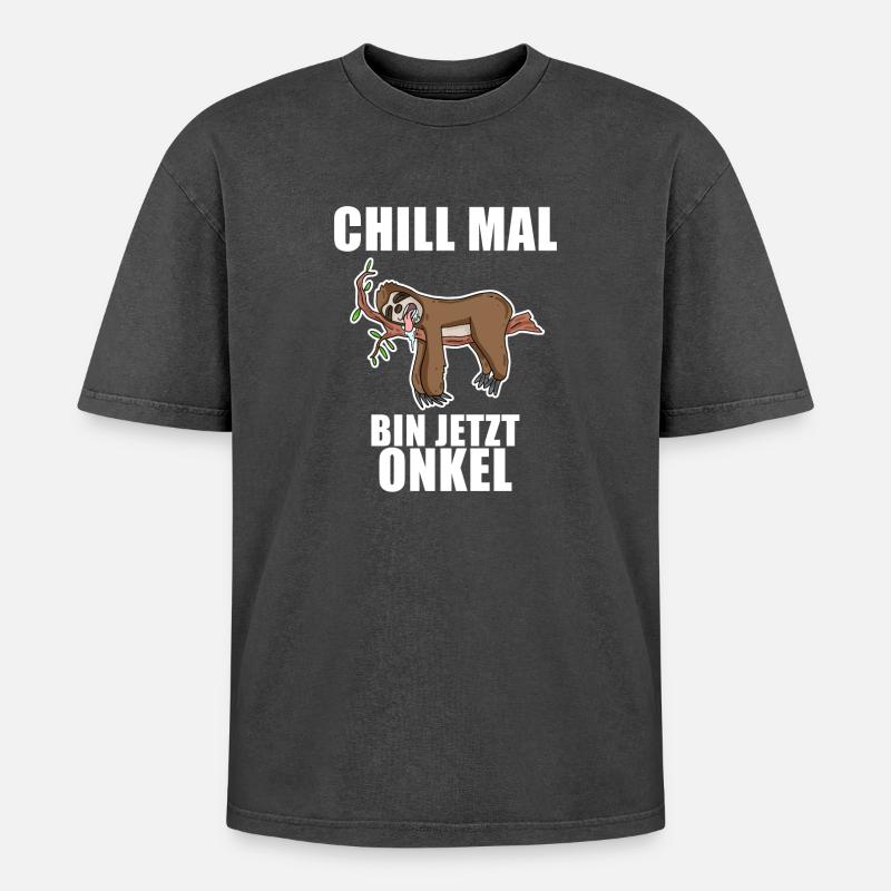 Neffe Onkel Geschenk - Werdender Onkel - Oversized Unisex Premium Acid-Washed T-Shirt - Schwarz Acid Wash