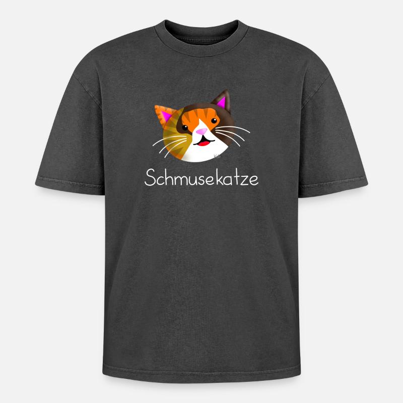 Schmusekatze - Oversized Unisex Premium Acid-Washed T-Shirt - Schwarz Acid Wash