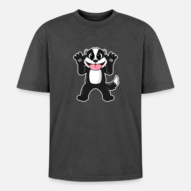 Badger Badger - Oversized Unisex Premium Acid-Washed T-Shirt - acid washed black
