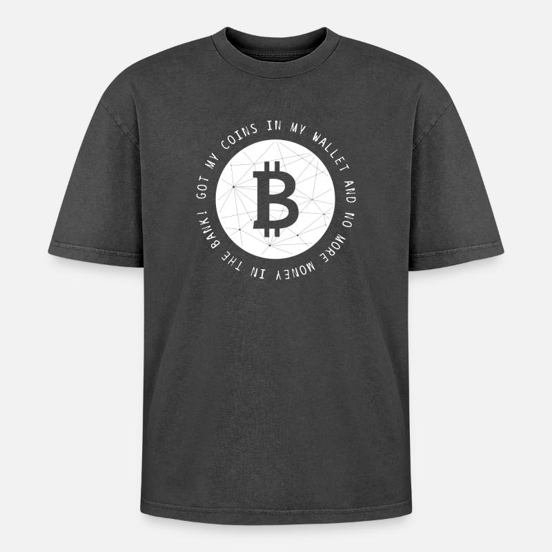 Bitcoin BTC Krypto Crypto lustig cool Spruch - Oversized Unisex Premium Acid-Washed T-Shirt - Schwarz Acid Wash