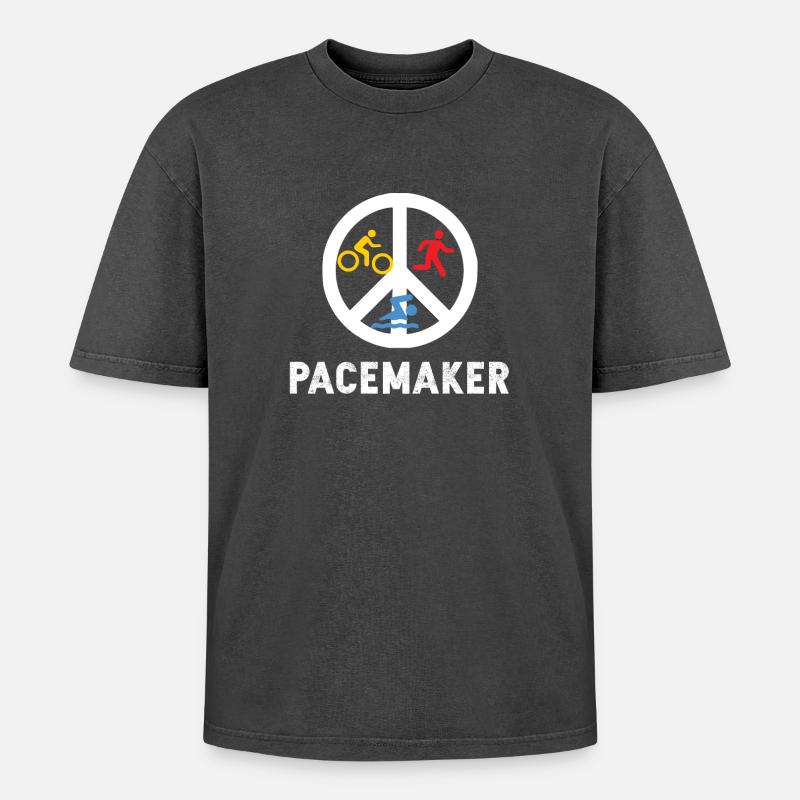 Pacemaker Trilife Triathlon - Oversized Unisex Premium Acid-Washed T-Shirt - acid washed black