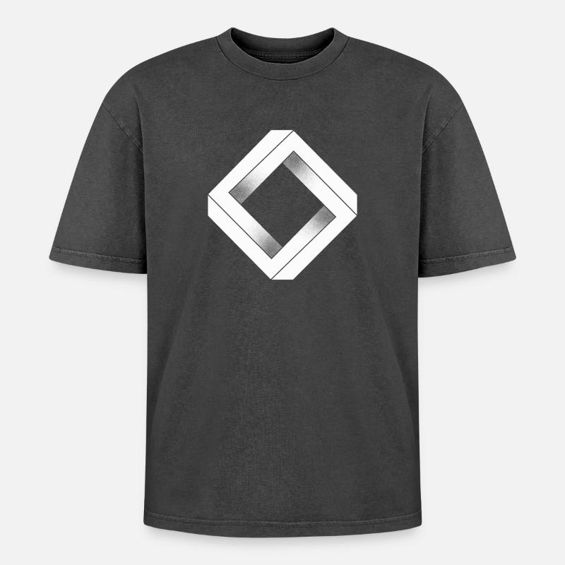 White impossible diamond - Oversized Unisex Premium Acid-Washed T-Shirt - acid washed black