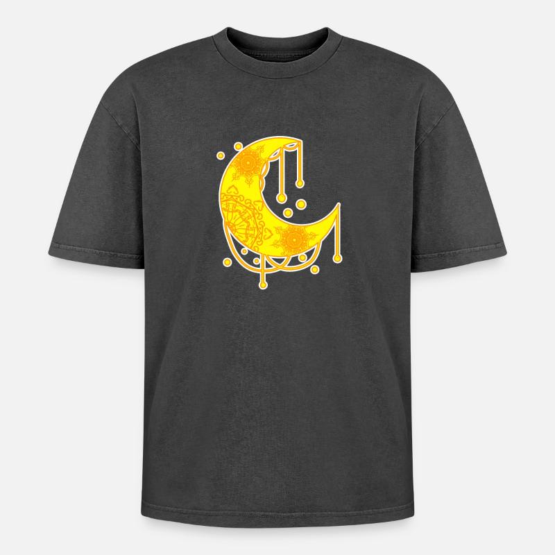 Crescent - Oversized Unisex Premium Acid-Washed T-Shirt - acid washed black