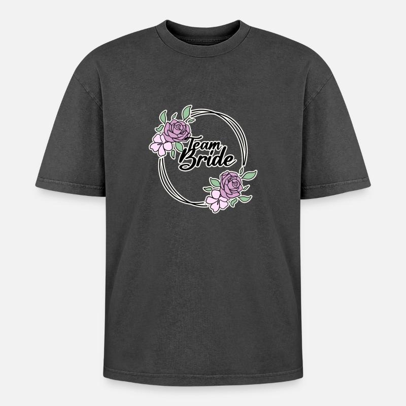 Team Bride - Oversized Unisex Premium Acid-Washed T-Shirt - acid washed black