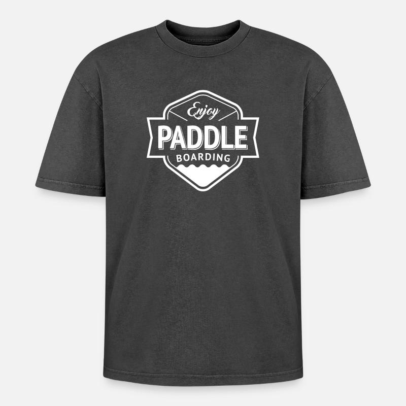 Paddel, Stand Up Paddle, Paddelventilator - Oversized Unisex Premium Acid-Washed T-Shirt - Schwarz Acid Wash