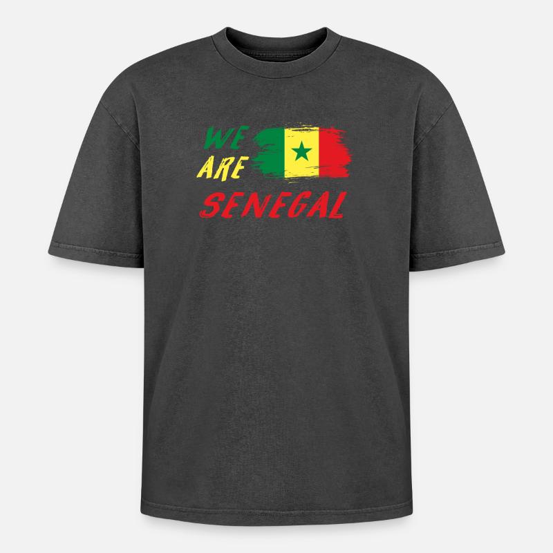 Wir sind Senegal - Oversized Unisex Premium Acid-Washed T-Shirt - Schwarz Acid Wash