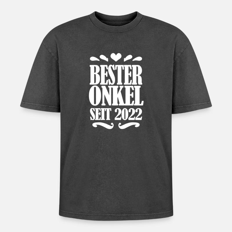 Bester Onkel seit 2022 - Oversized Unisex Premium Acid-Washed T-Shirt - Schwarz Acid Wash