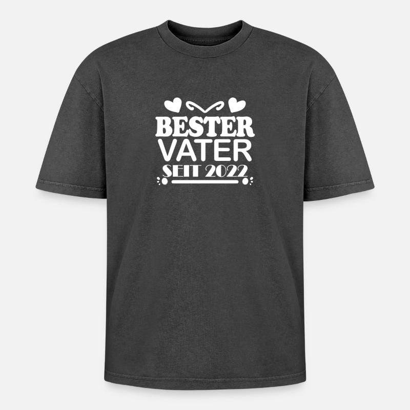 Bester Vater seit 2022 - Oversized Unisex Premium Acid-Washed T-Shirt - Schwarz Acid Wash