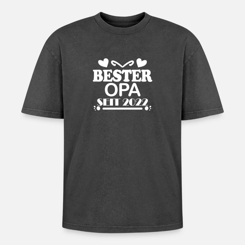 Bester Opa seit 2022 - Oversized Unisex Premium Acid-Washed T-Shirt - Schwarz Acid Wash