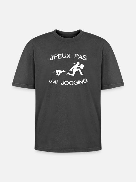 jogging, footing, running - T-shirt Premium unisexe oversize acid-washed - noir délavé acide