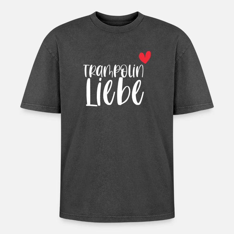 Trampolin Liebe Springen Hobby Geschenk - Oversized Unisex Premium Acid-Washed T-Shirt - Schwarz Acid Wash