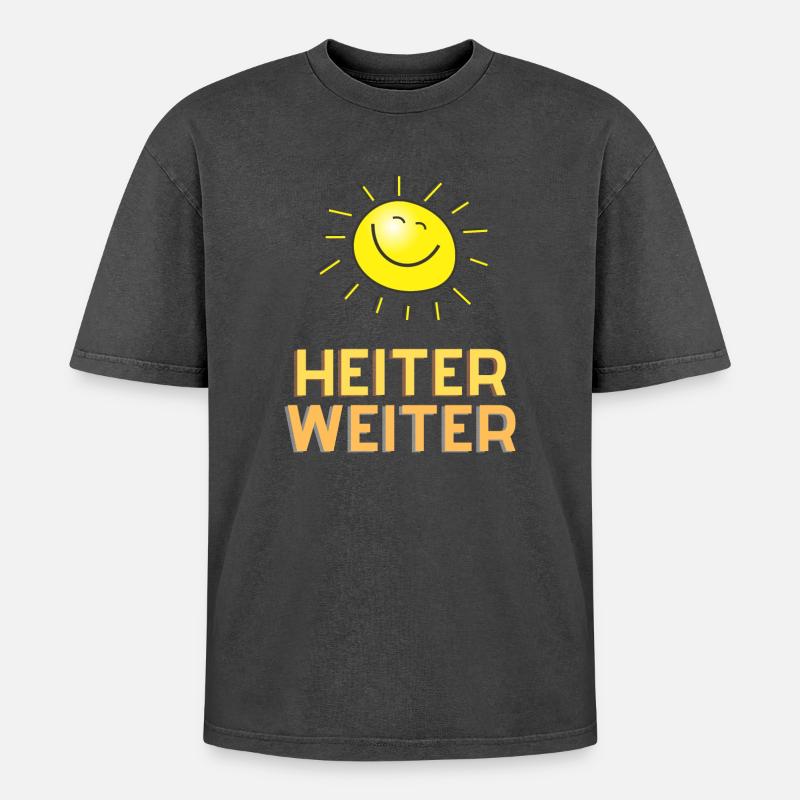 Heiter weiter - Oversized Unisex Premium Acid-Washed T-Shirt - Schwarz Acid Wash