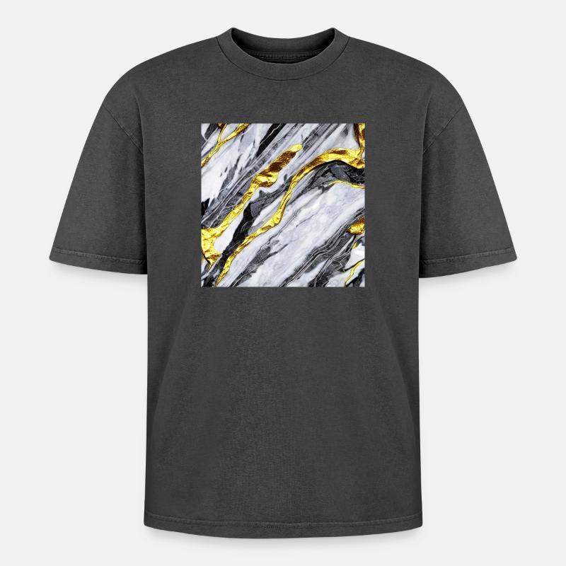 Structure en marbre or - T-shirt Premium unisexe oversize acid-washed - noir délavé acide