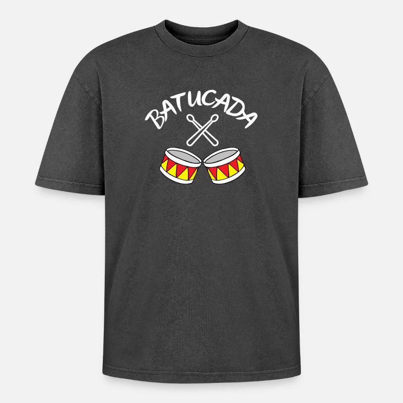Batucada, Perkussion, Trommel - Oversized Unisex Premium Acid-Washed T-Shirt - Schwarz Acid Wash