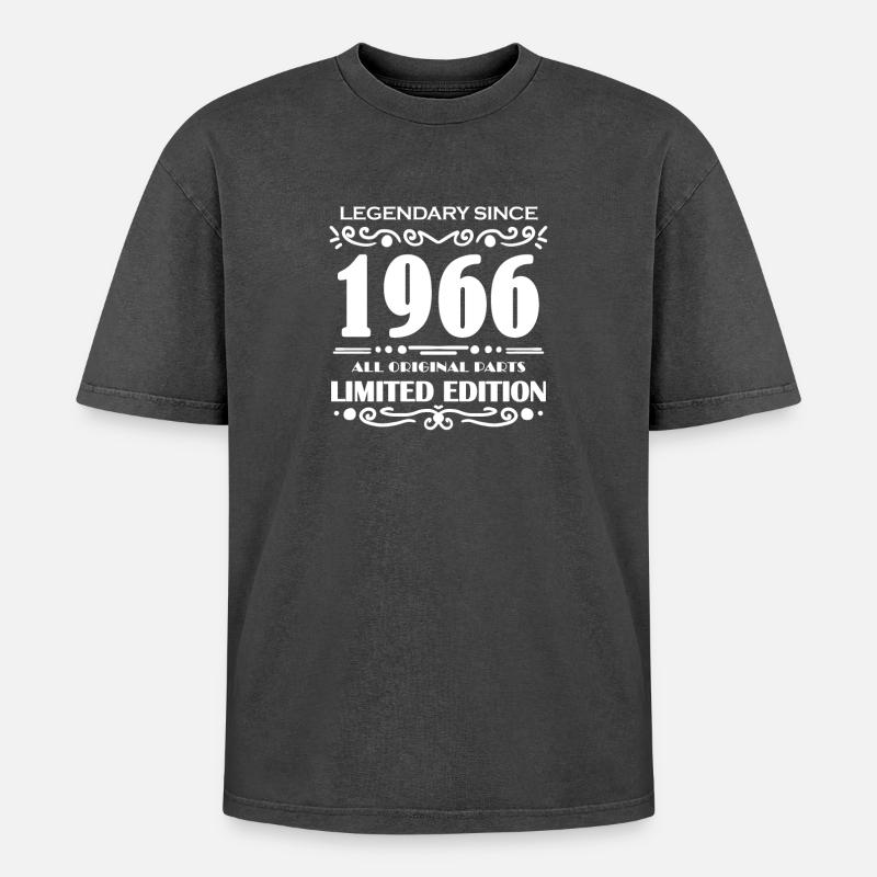 1966 - Born 1966 - Oversized Unisex Premium Acid-Washed T-Shirt - acid washed black