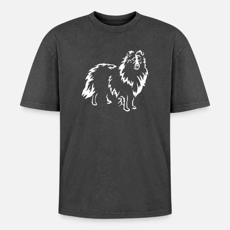 Sheltie "Black Edition" - Oversized Unisex Premium Acid-Washed T-Shirt - acid washed black
