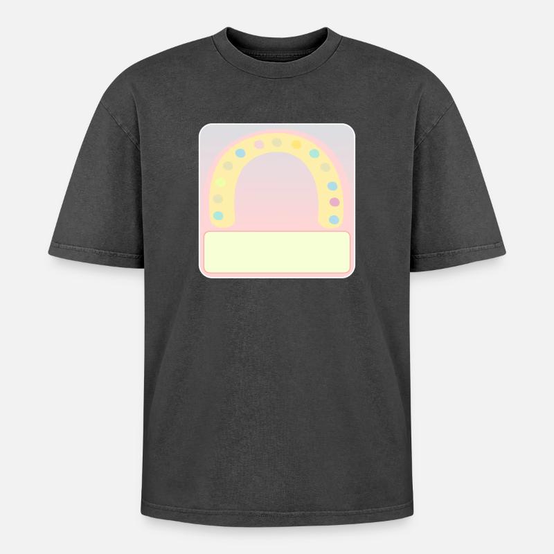 Namensschild Bogen - Oversized Unisex Premium Acid-Washed T-Shirt - Schwarz Acid Wash