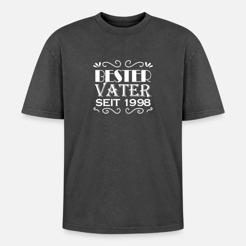 Bester Vater seit 1998 - Oversized Unisex Premium Acid-Washed T-Shirt - Schwarz Acid Wash