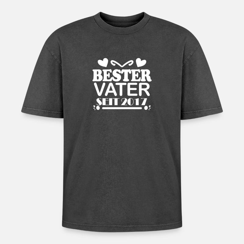 Bester Vater seit 2017 - Oversized Unisex Premium Acid-Washed T-Shirt - Schwarz Acid Wash