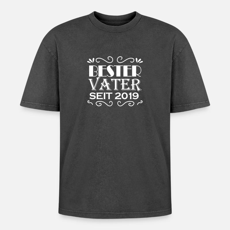 Bester Vater seit 2019 - Oversized Unisex Premium Acid-Washed T-Shirt - Schwarz Acid Wash