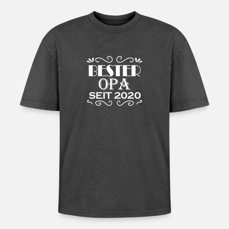 Bester Opa seit 2020 - Opa Geschenkidee - Oversized Unisex Premium Acid-Washed T-Shirt - Schwarz Acid Wash