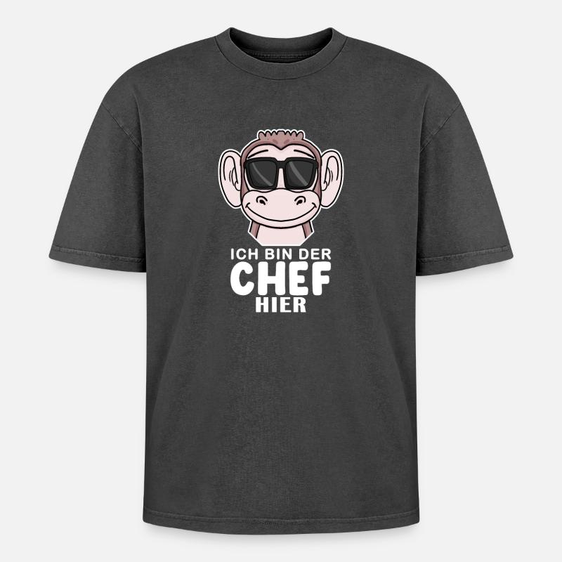 Cool Affe Chef Spruch Sonnenbrille - Oversized Unisex Premium Acid-Washed T-Shirt - Schwarz Acid Wash