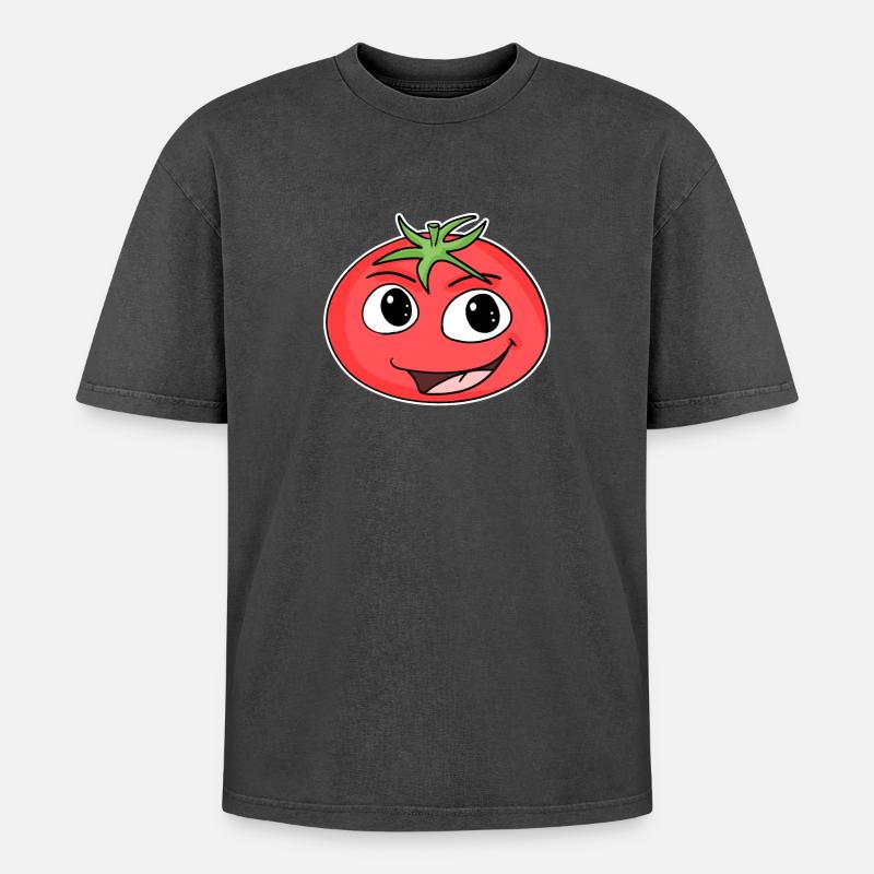 Tomate - Oversized Unisex Premium Acid-Washed T-Shirt - Schwarz Acid Wash