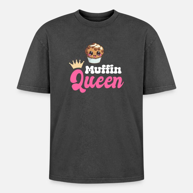 Muffin Baking Baker - Oversized Unisex Premium Acid-Washed T-Shirt - acid washed black