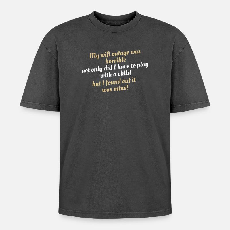 WLAN-Ausfall Eltern-Pointe - Oversized Unisex Premium Acid-Washed T-Shirt - Schwarz Acid Wash