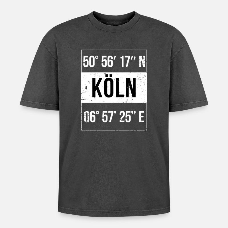 Cologne Coordinates - Oversized Unisex Premium Acid-Washed T-Shirt - acid washed black