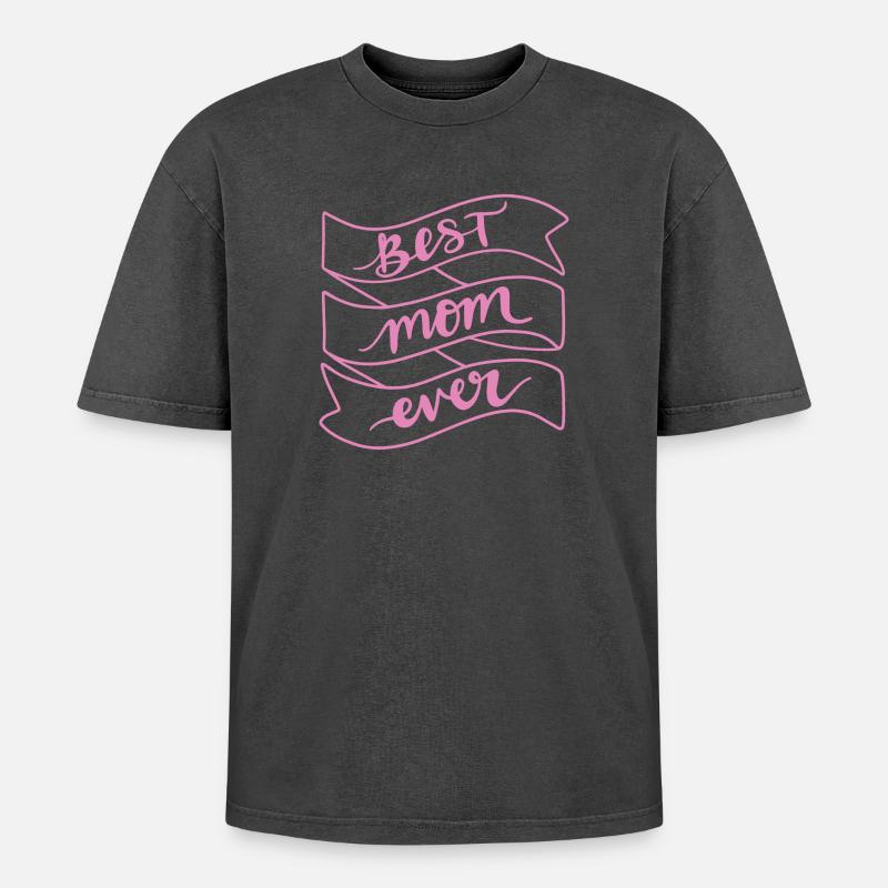 Beste Mutter aller Zeiten - Oversized Unisex Premium Acid-Washed T-Shirt - Schwarz Acid Wash