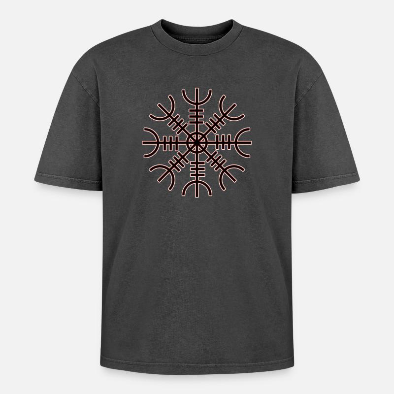 Helm der Ehrfurcht - Oversized Unisex Premium Acid-Washed T-Shirt - Schwarz Acid Wash