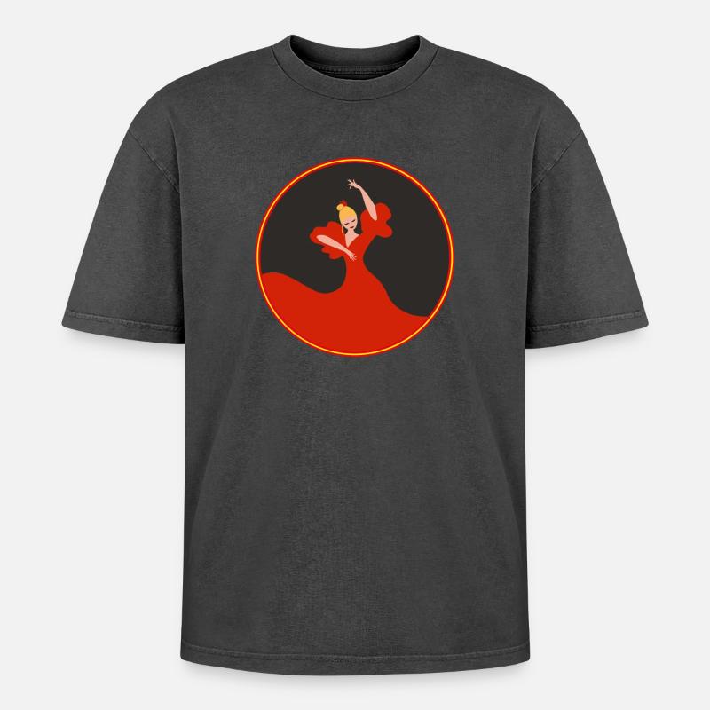 Flamenco Dancer 2 - Oversized Unisex Premium Acid-Washed T-Shirt - acid washed black