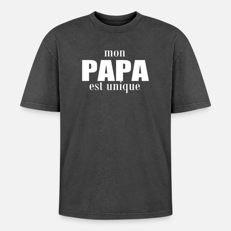 My dad is unique - Oversized Unisex Premium Acid-Washed T-Shirt - acid washed black