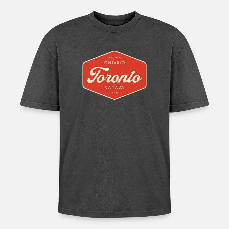 Toronto Retro Schild - Oversized Unisex Premium Acid-Washed T-Shirt - Schwarz Acid Wash