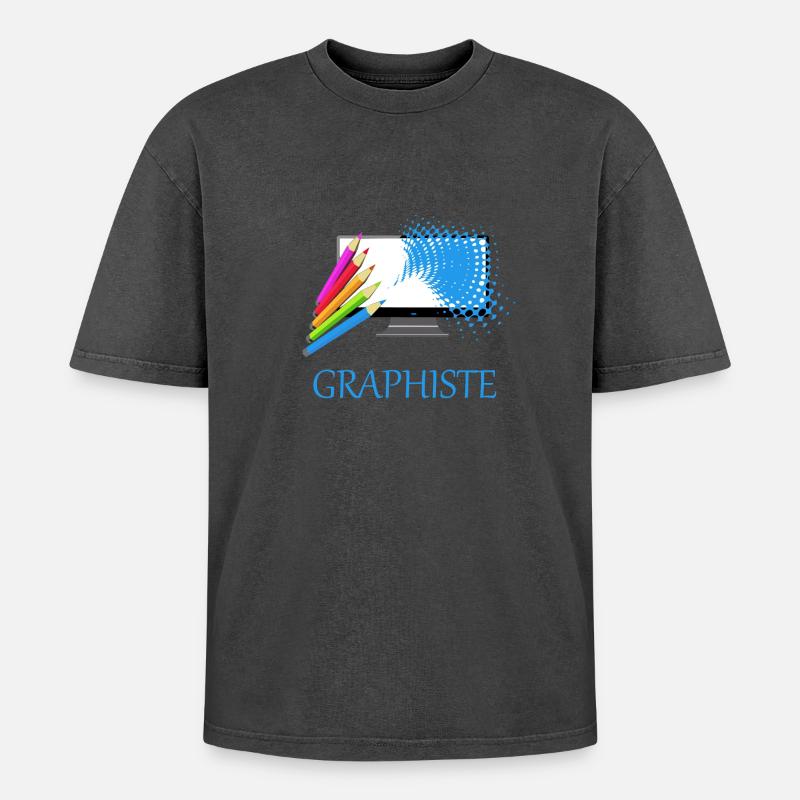 Graphiste - T-shirt Premium unisexe oversize acid-washed - noir délavé acide