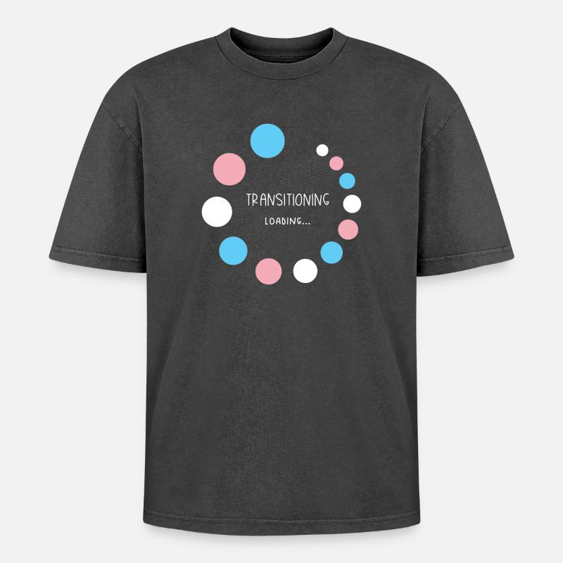 Pride Month - Transitioning... Loading - Oversized Unisex Premium Acid-Washed T-Shirt - acid washed black