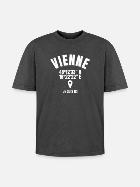 Autriche, Vienne, viennois - T-shirt Premium unisexe oversize acid-washed - noir délavé acide