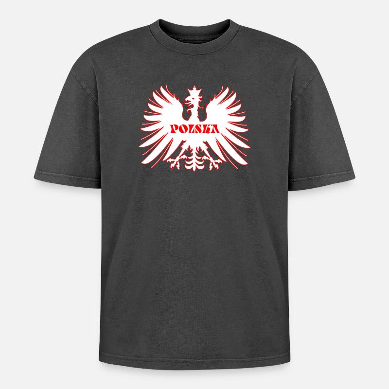 Polska eagle - Oversized Unisex Premium Acid-Washed T-Shirt - acid washed black