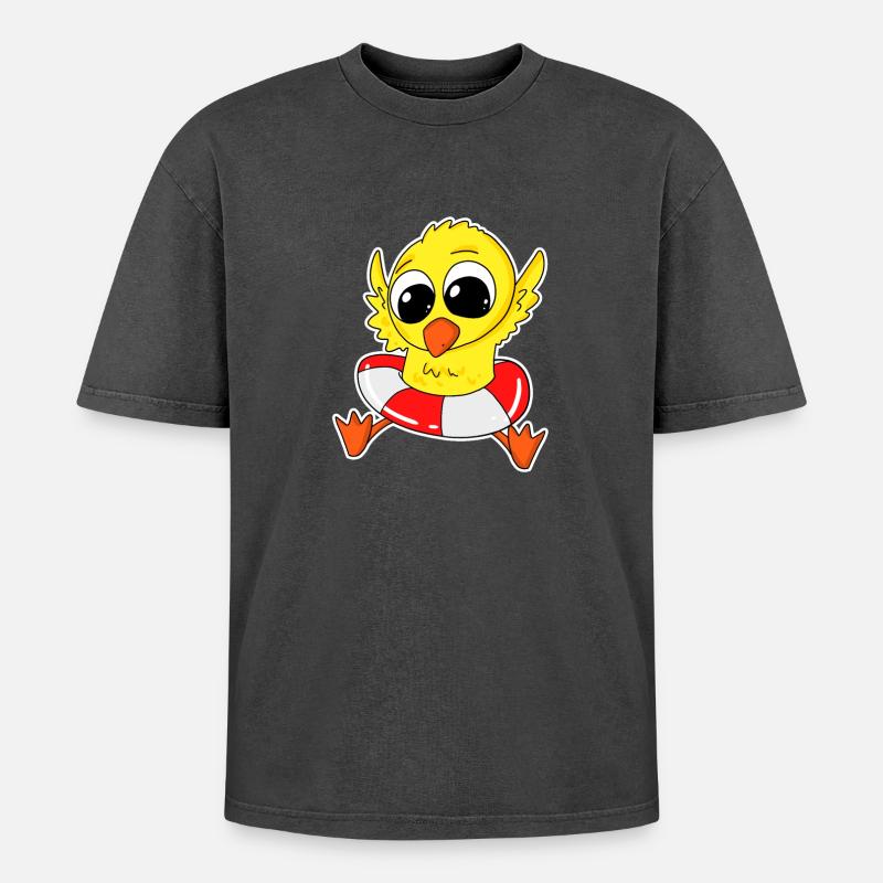 Duck bathing duck bathing - Oversized Unisex Premium Acid-Washed T-Shirt - acid washed black