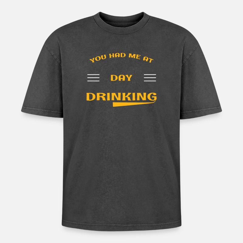 Day drinking - Oversized Unisex Premium Acid-Washed T-Shirt - acid washed black